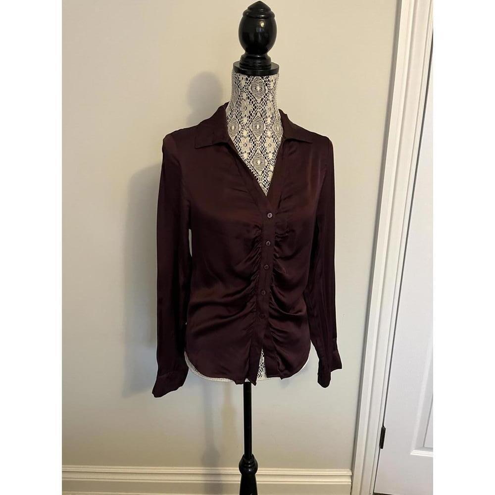 Dear John brown satin button up shirt